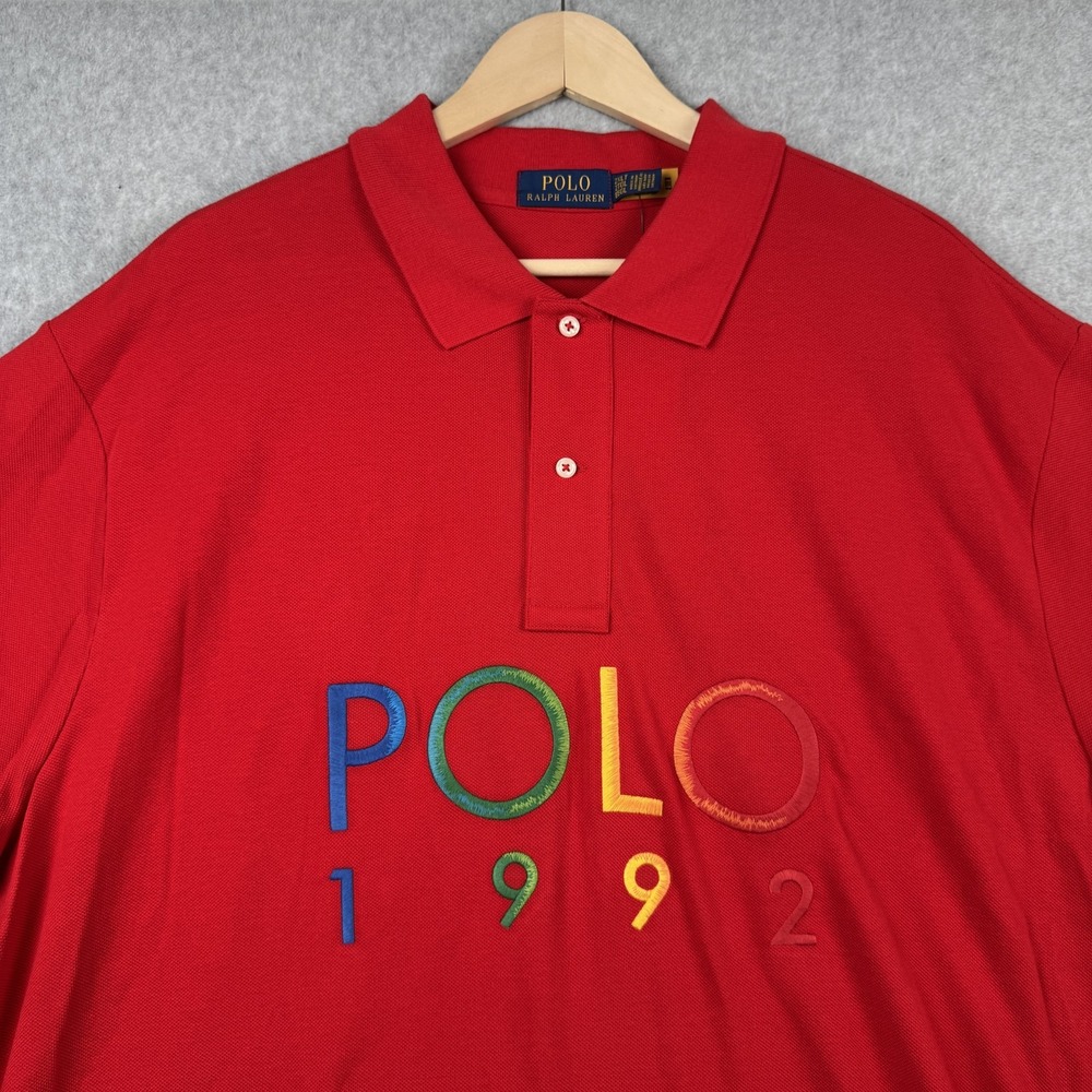 Polo Ralph Lauren Shirt Mens 2XLT‎ Red 1992 Stadium Embroidered Rainbow NEW $138